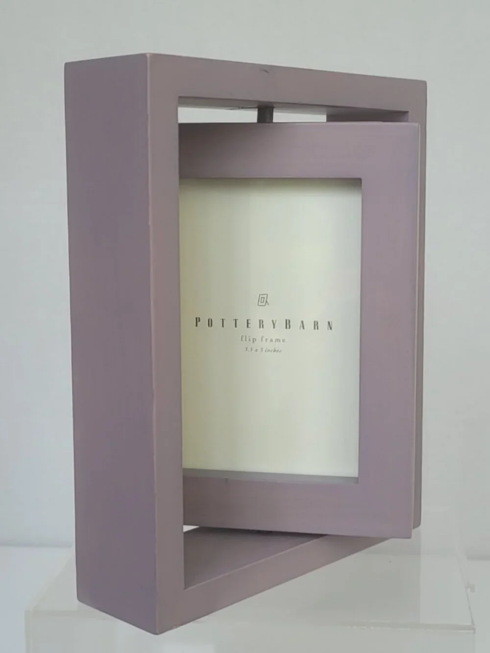 Pottery Barn Lavender Wood Flip Swivel Double Sided Picture Frame 3.5